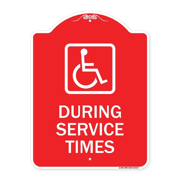 Signmission During Service Times With Graphic, Red & White Aluminum Architectural Sign, 18" x 24", RW-1824-24119 A-DES-RW-1824-24119 - main